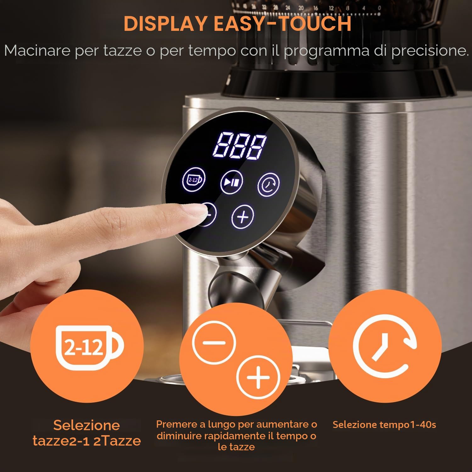 Biolomix Macinacaffè elettrico con manico rimovibile, 48 impostazioni, regolabile da 2 a 12 tazze, in acciaio inox, per drip/pour/filtri/estrazione a freddo (CG210