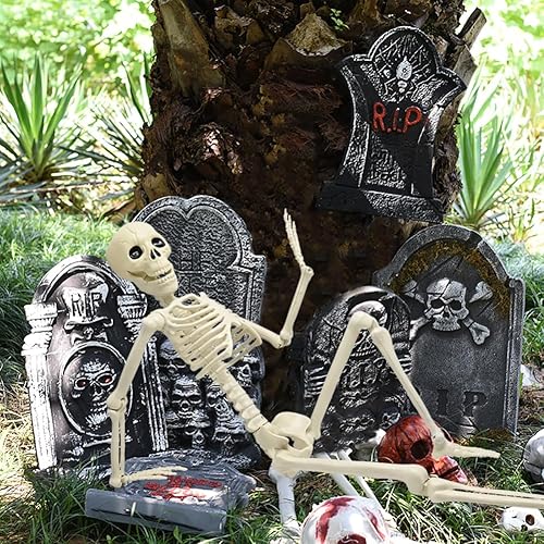 Miniatura 9 de 6 paquetes de esqueletos de Halloween, esqueletos posables de 16 pulgadas, decoraciones de Halloween con articulaciones movibles, mini esqueleto de