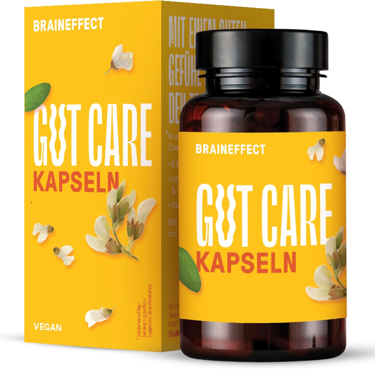 Product image of BRAINEFFECT GUT CARE – Probiotika Pulver mit 20 Mrd. Bakterienkulturen Bifidobacterium & Lactobacillius, Calcium, Vitamin B6 & B12 zur Unterstützung der Darmgesundheit – 60 Kapseln