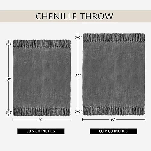 Miniatura 7 de Manta de felpilla para sofá, tamaño individual, de 60 x 80 pulgadas, suave y acogedora con borlas con flecos para cama, sofá, silla, manta
