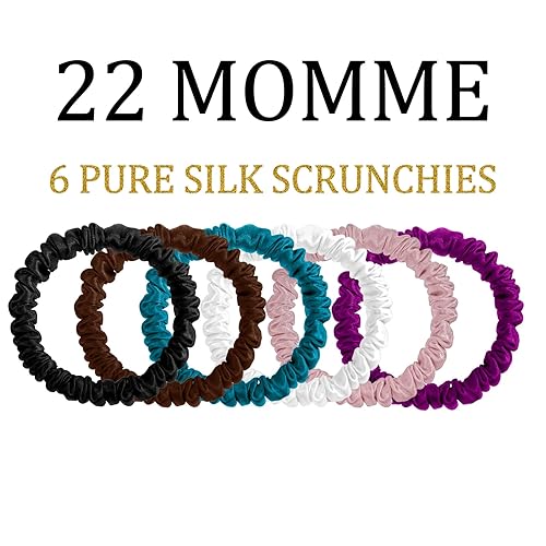 Miniatura 3 de 6 lazos para el cabello 100 % seda con coleteros de seda para mujeres y niñas, cabello rizado grueso y fino, para mujer, color negro, lindo, de