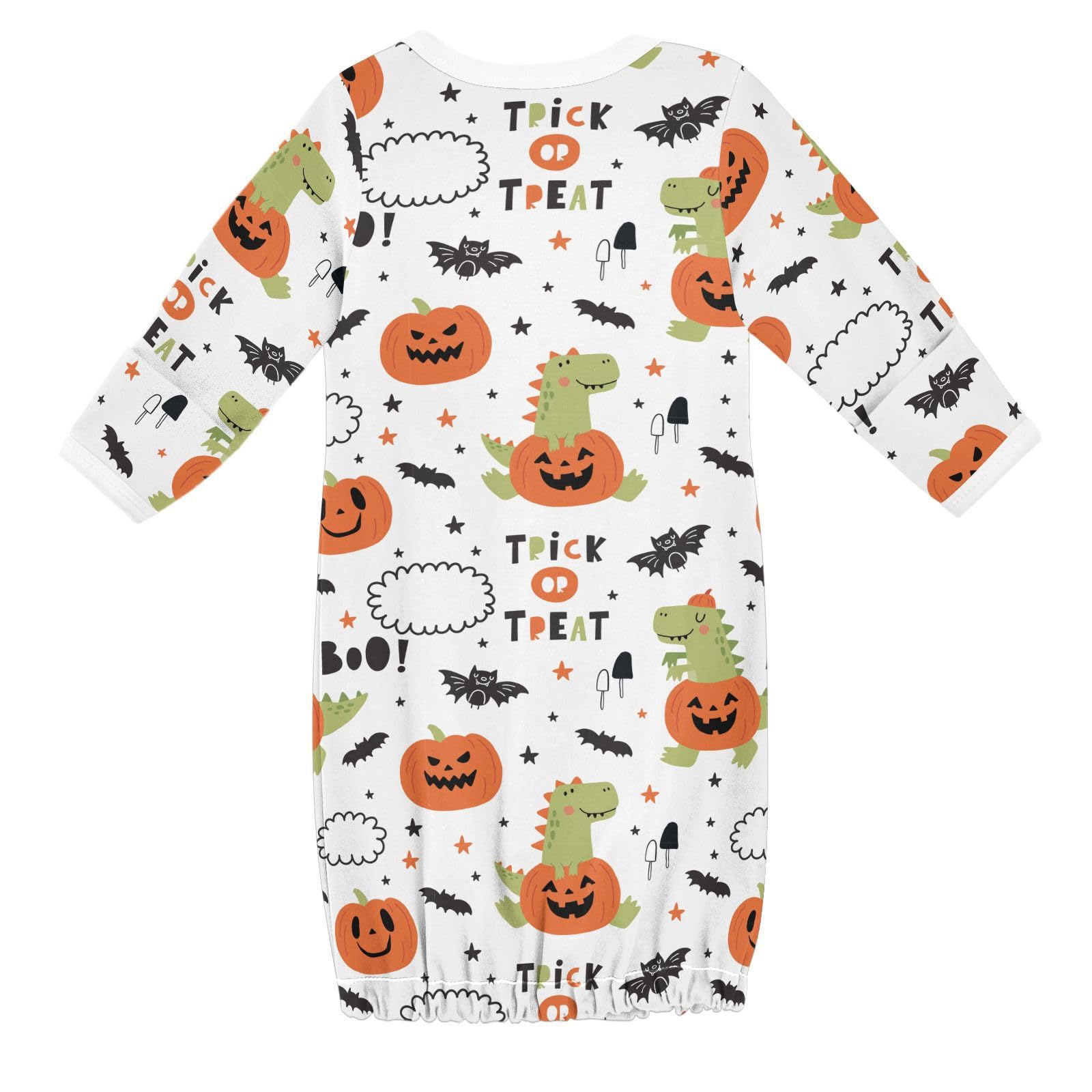 WIFIU Happy Halloween Dinosaur Baby Girls Boys Sleeper Gown Cotton Nightgown Long Sleeve, Trick Or Treat Baby Nightdress Sleeping Clothes for Newborn 3-6 Months Multicolor
