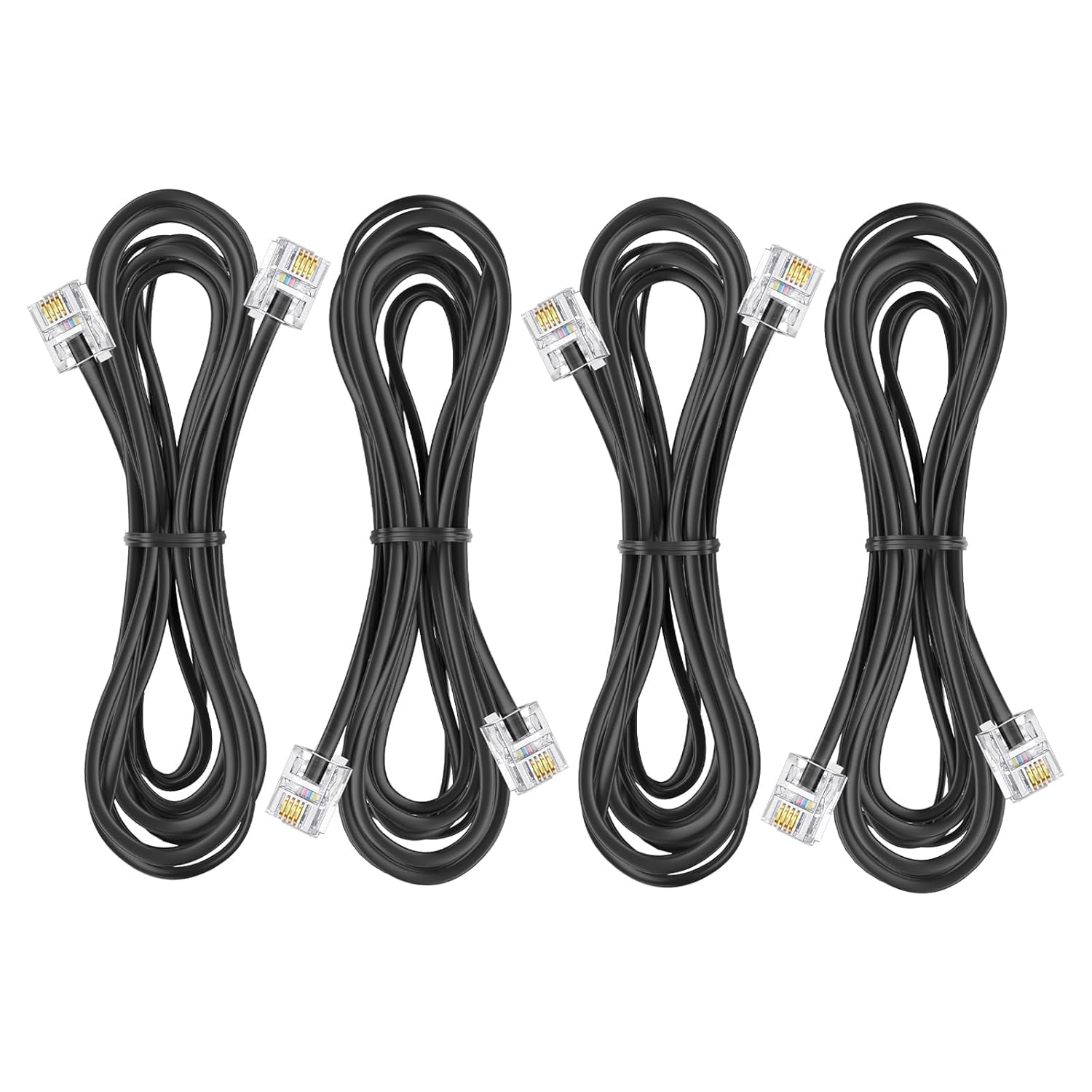 (PACK OF 4 Telephone Landline Extension Cord Cable Landline Wire with Standard RJ-11 Plugs, High-Speed Internet Modem Cable (1 Meter Black)-image-28