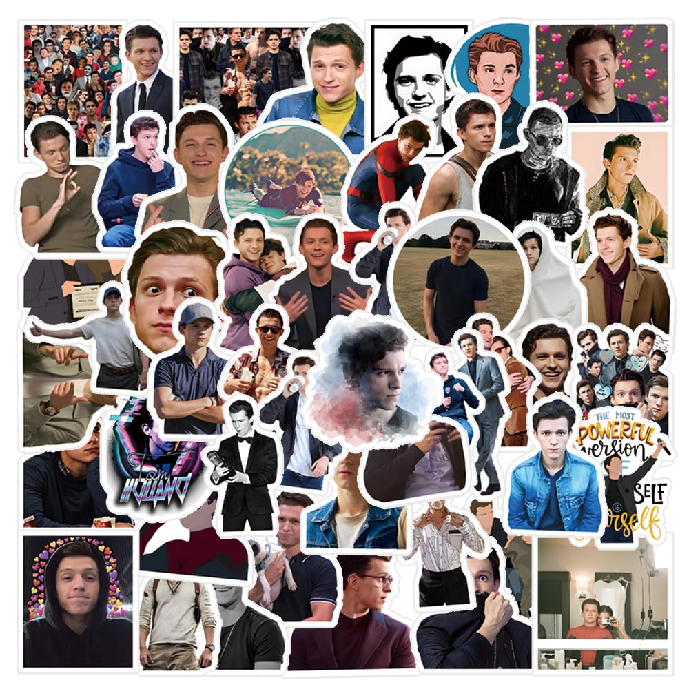 Tom Holland Stickers 63pcs Decals Aesthetic Waterproof Vinyl Pack Stickers for Water Bottle Laptop Cup Phone Skateboard DIY Party