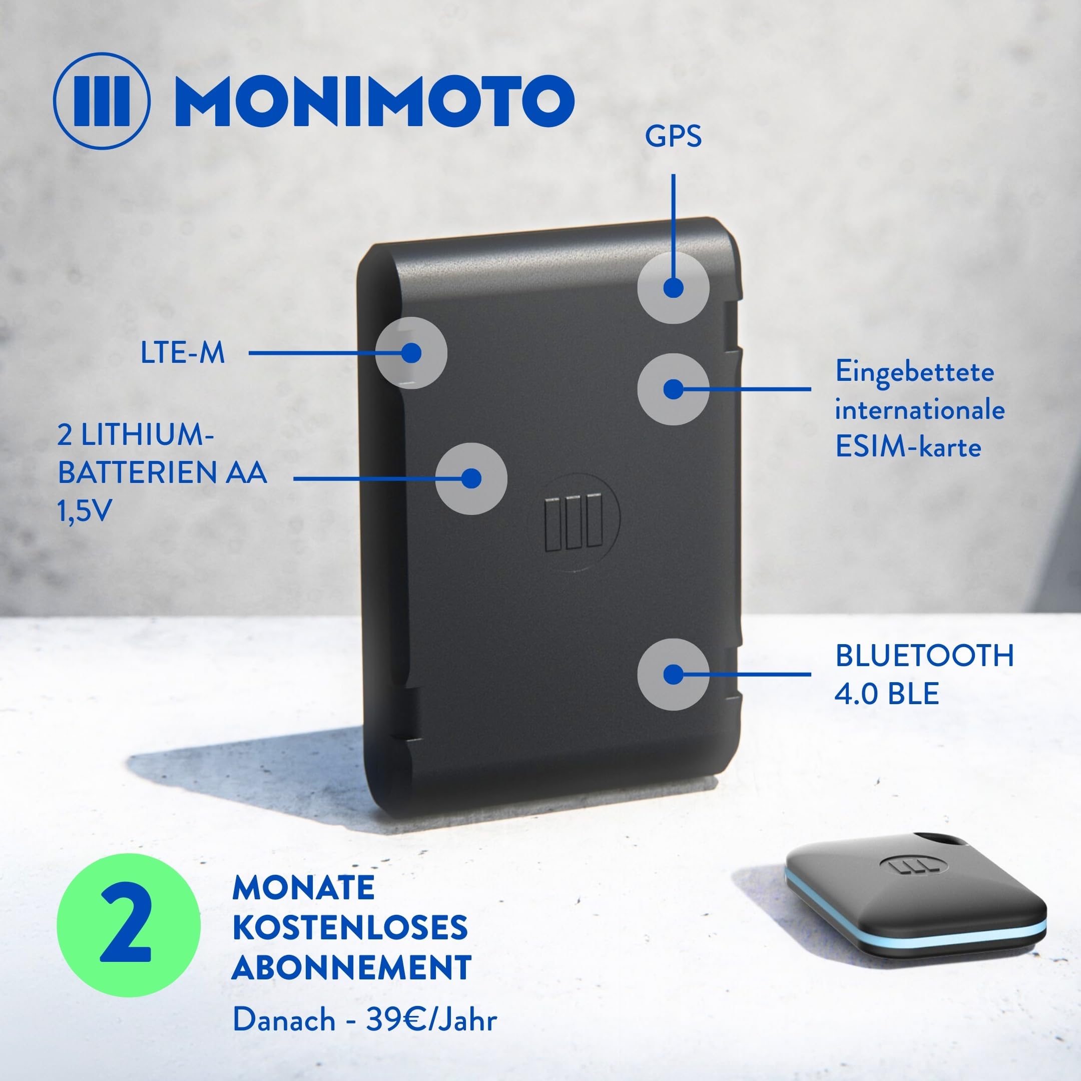MoniMoto 7 GPS Tracker Motorrad - Diebstahlwarnanlage mit DIY-Installation, Keine Verkabelung erforderlich - Ortungsgerät für Autos, Roller, Quads, ATV, Schneemobile