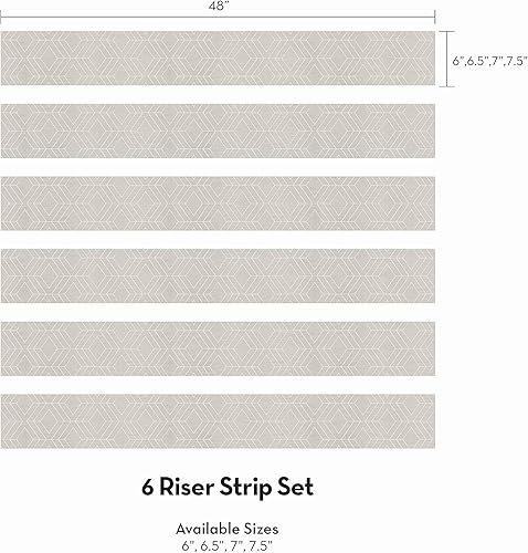Miniatura 4 de Diamond Geometric Art Deco Lines - Tiras elevadoras de escalera para despegar y pegar (gris cálido, paquete de 15, 48 pulgadas de ancho x 6 pulgadas