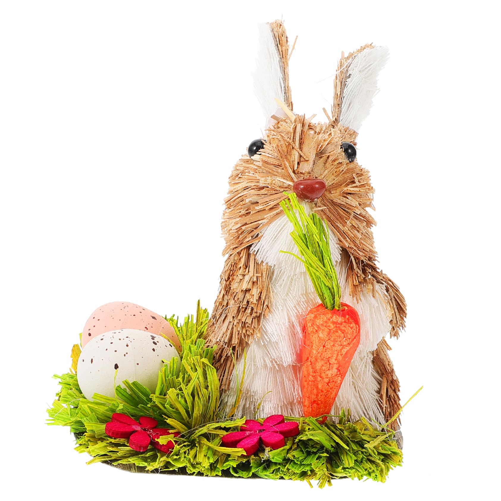 ABOOFAN 3 Pz coniglietto di paglia figura di coniglio statua animale da giardino decorazioni casa easter bunny Home decor adornare coniglio pasquale in paglia intrecciata domestico bambino
