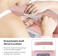 Vista 6 de S AFSTAR Mesa de uñas portátil, mesa de manicura plegable de 35 pulgadas con colector de polvo eléctrico, lámpara LED flexible, bolsa de transporte