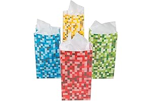 Fun Express Pixel Pattern Treat Bags: Minecraft Party Essentials