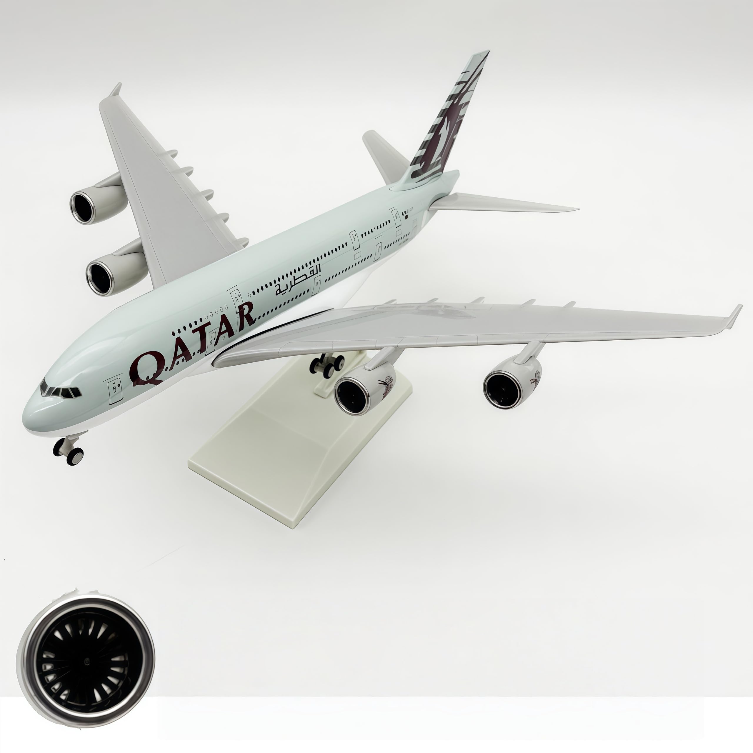 LGSRSNXHTX 1/200 Qatar Diecast Metal Airplane Model with Stand A380 Plane Model for Adult Aviation Gifts,Desktop Display Airplane Ornament