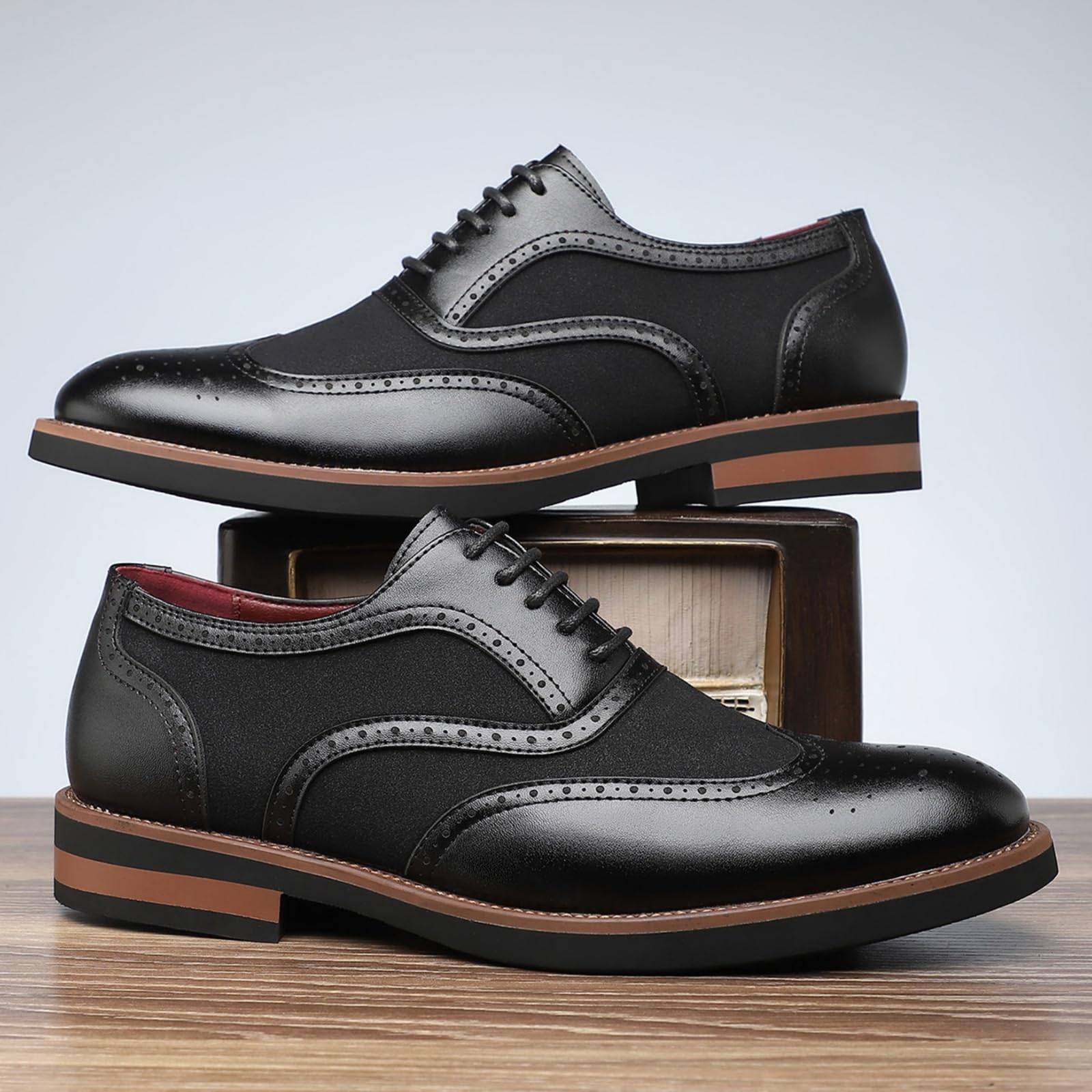 Hixingo Scarpe Stringate Uomo in Pelle | Scarpe Eleganti da Abito comoda Design classico ideale per ufficio, lavoro, matrimoni, cerimonie ed eventi formali