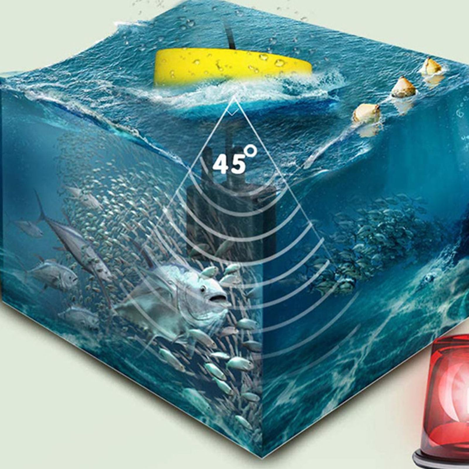 Ecoscandaglio Portatile per Pesci, Ecoscandaglio Portatile LCD con Sonar da 200 KHz, Intervallo di profondità da 3 Piedi a 328 Piedi, Display Retroilluminato, Trasduttore Cablato per la