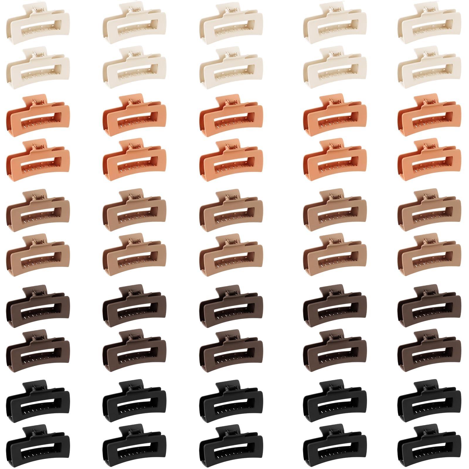 Hotop 50 Pcs Cute Hair Claw Clips Set Nonslip Square Clips Colorful Rectangle Hair Accessories for Women(4.1 Inch,Neutral Color)