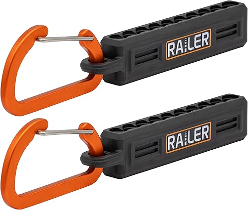 Railer - Organizador de almacenamiento para puntas de destornillador, soporte para puntas negras de 10 agujeros con mosquetón, paquete de 2