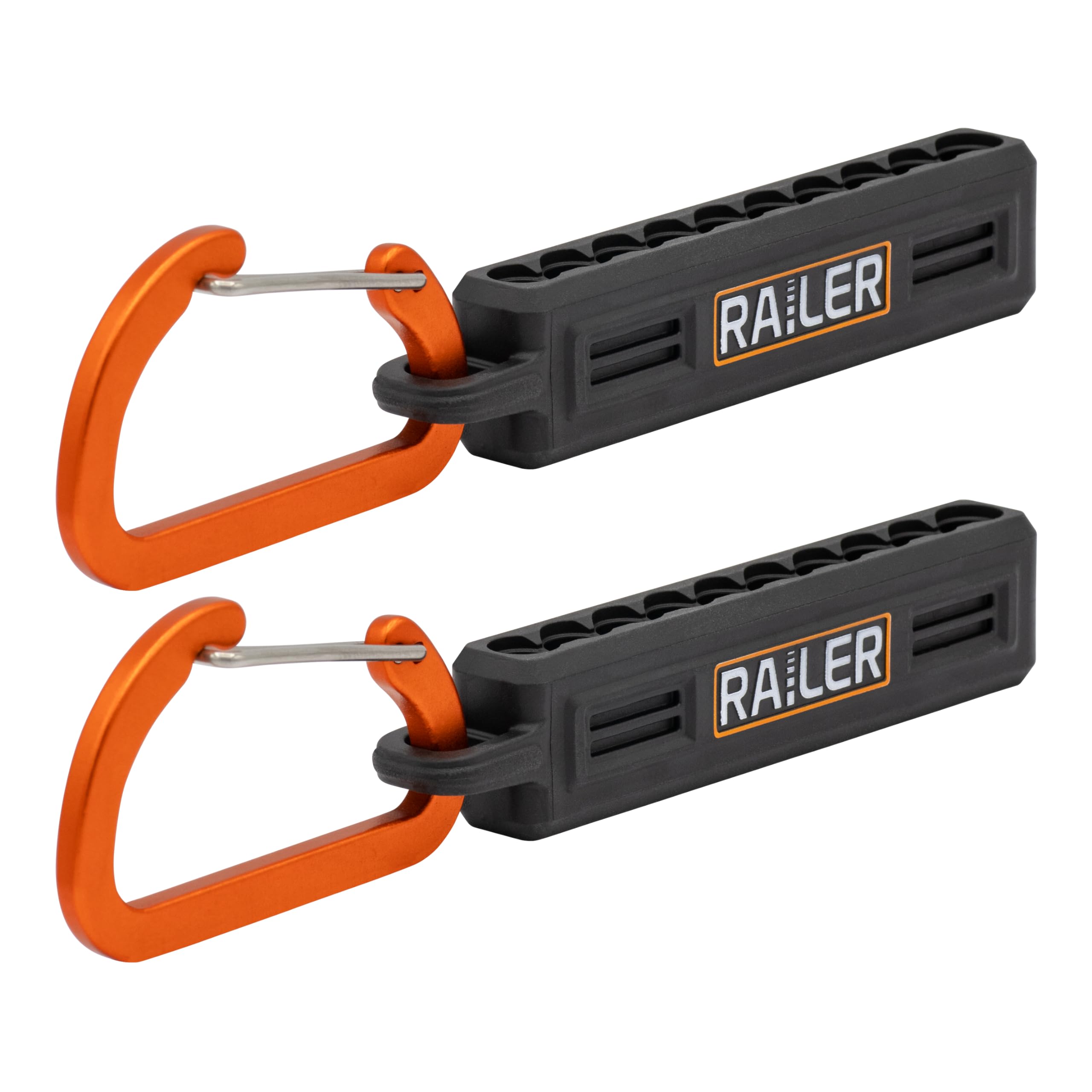 Screwdriver Bit Holder Storage Organizer – Railer 10-Hole Black Bit Holder with Carabiner - 2 Pack