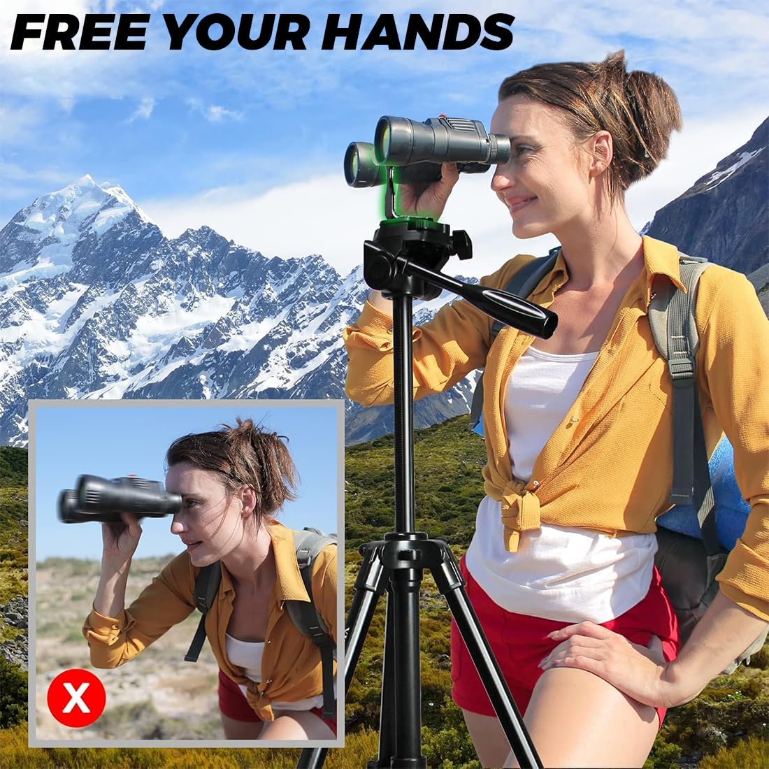 L Metal Binocular Adapter, Adaptateur Universel pour trépied binoculaire, Support en L, Adaptateur de Montage en métal 50 mm Compatible avec tous les trépieds 1/4, télescope, caméra, Noir