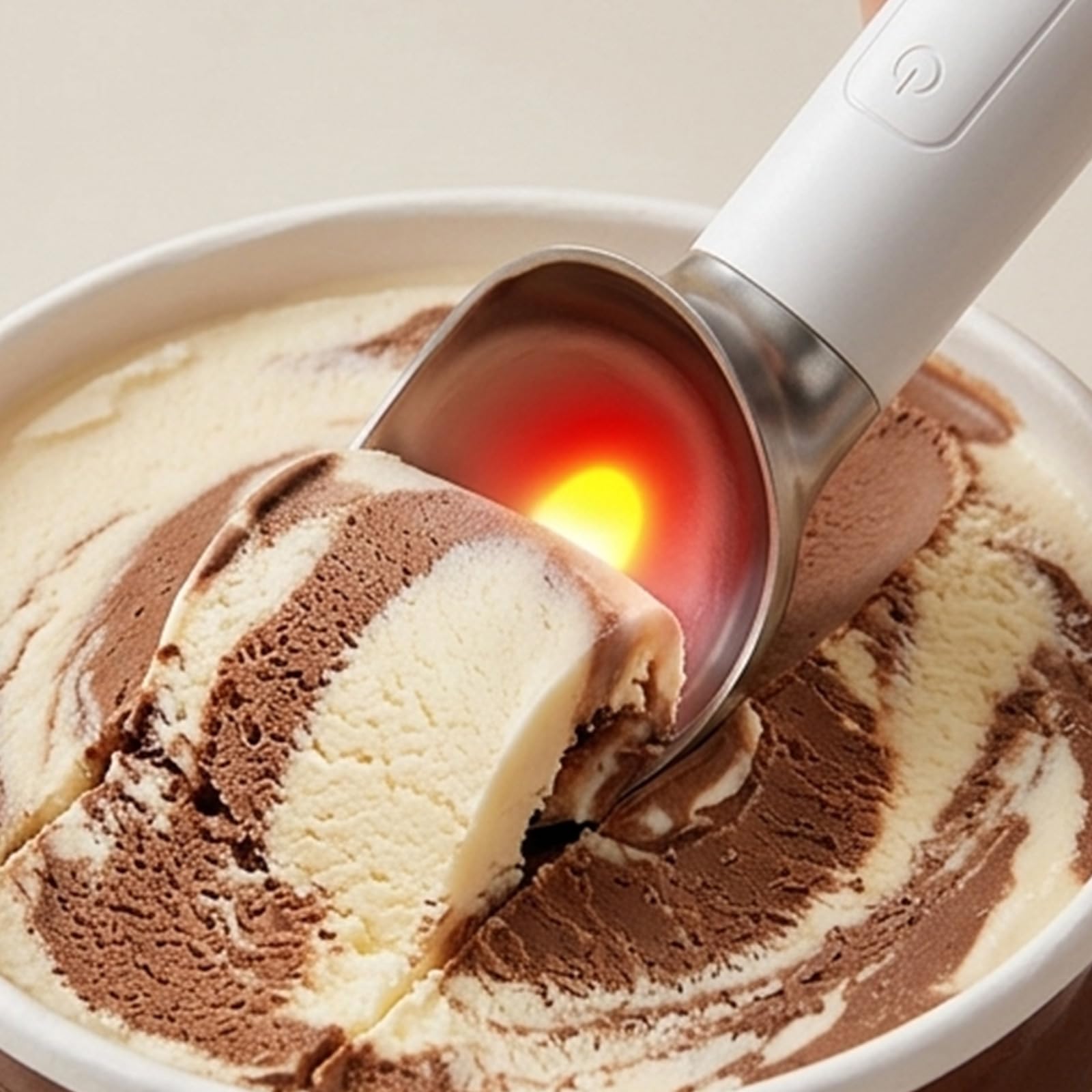 Cuillères à glace chauffantes modernes avec écran LED et cuillère de service à dessert à chauffage rapide pour servir des desserts sans effort