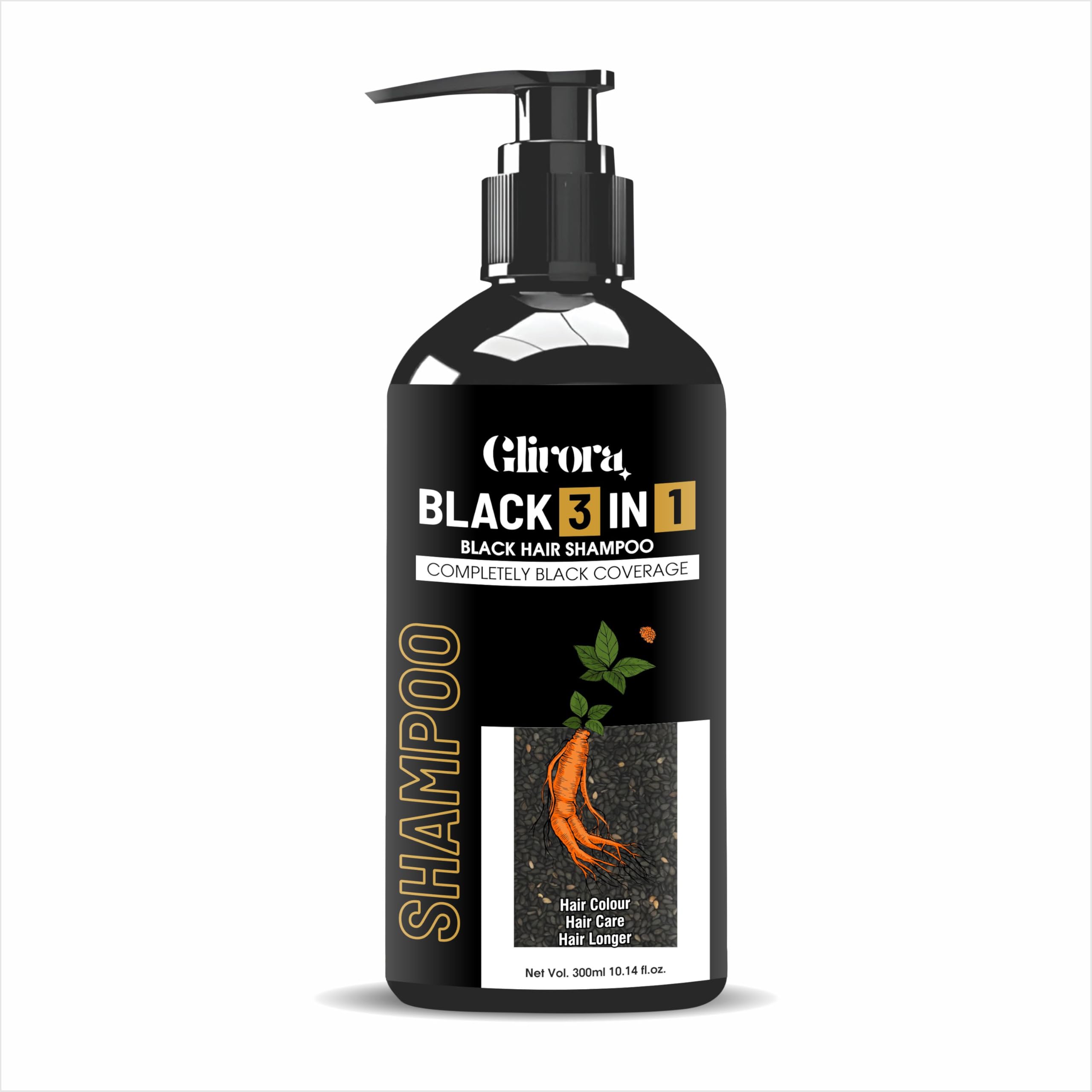 Buy GLIVORA Black 3 in 1 Hair Color Shampoo 300ml, Instant Black