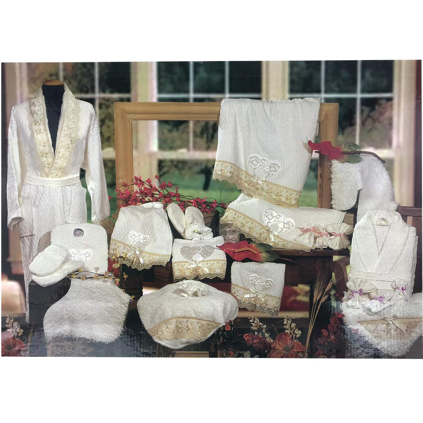 Completo Bagno Asciugamani Accappatoi Uomo Donna Set Pizzo Idea Regalo Corredo