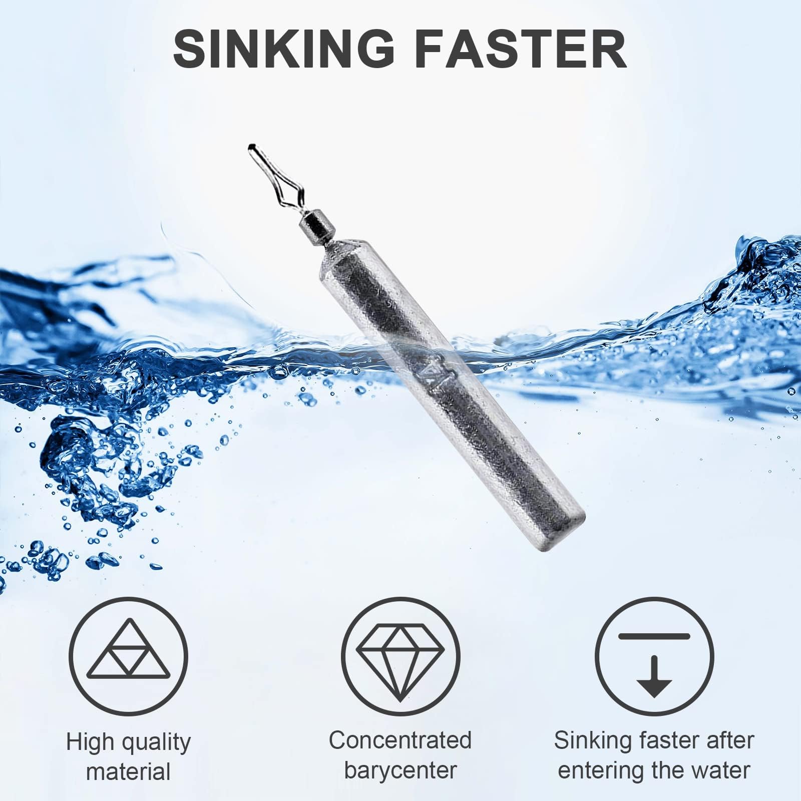 LadFath 30pcs Fishing Weights Sinkers Kit, Drop Shot Weights & Fishing Sinker Assortment, Lead Fishing Weights with Barrel Swivels, Snag-Free Pencil Sinkers for Bass, Catfish in Freshwater Saltwater