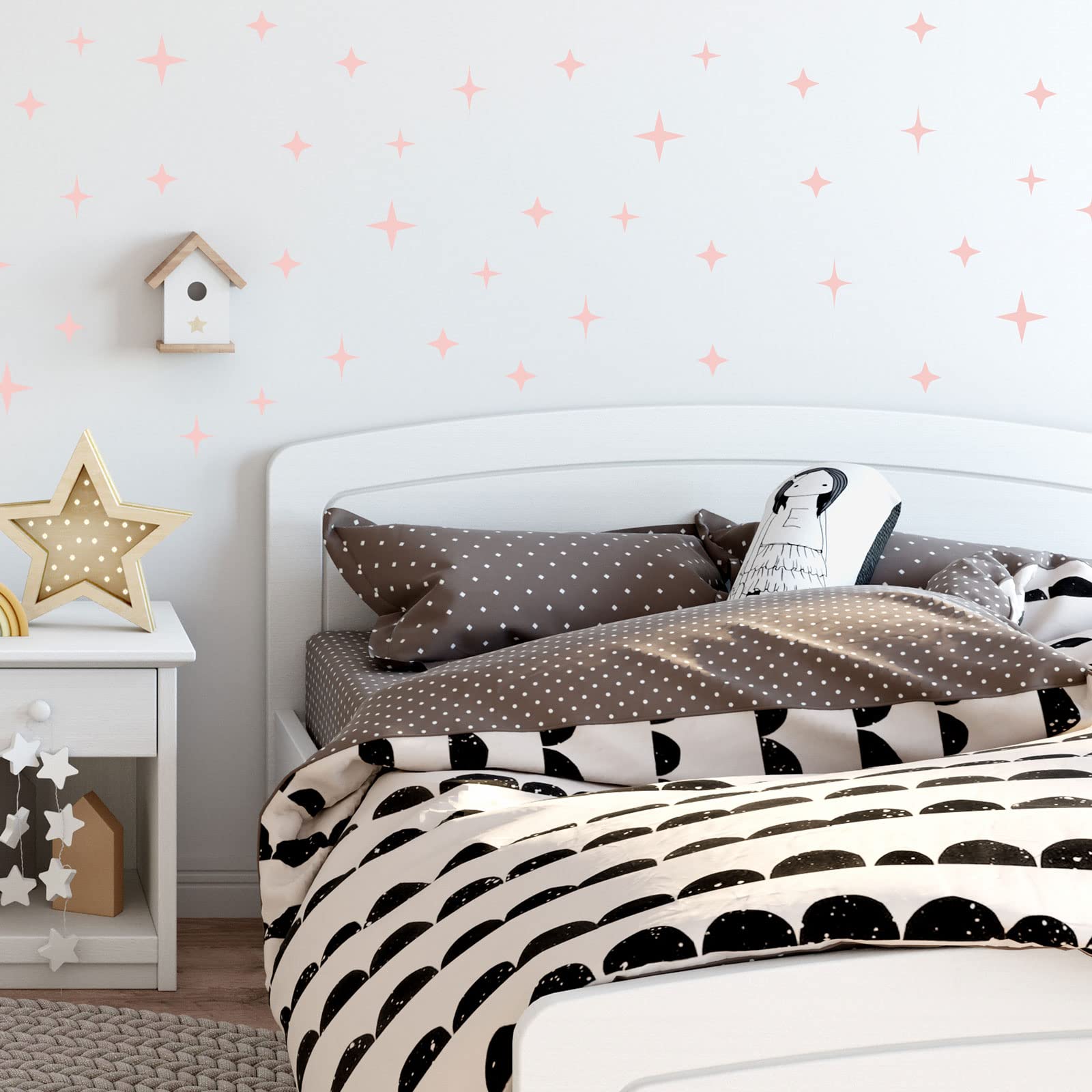 Stickerscape Star Wall Stickers (Mixed - 1 Sheet - Confetti Pink) | Space Wall Stickers for a Night Time Themed Bedroom or Nursery | Easy to Apply, Cleanly Removable