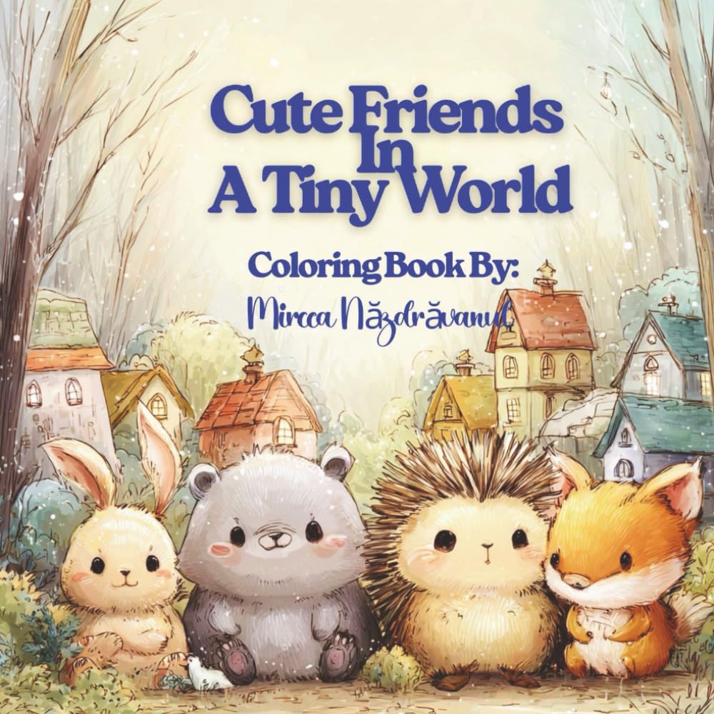 Cute Friends in a Tiny World: A Cozy Coloring Book of Adorable Animal Friends and Tiny Houses
