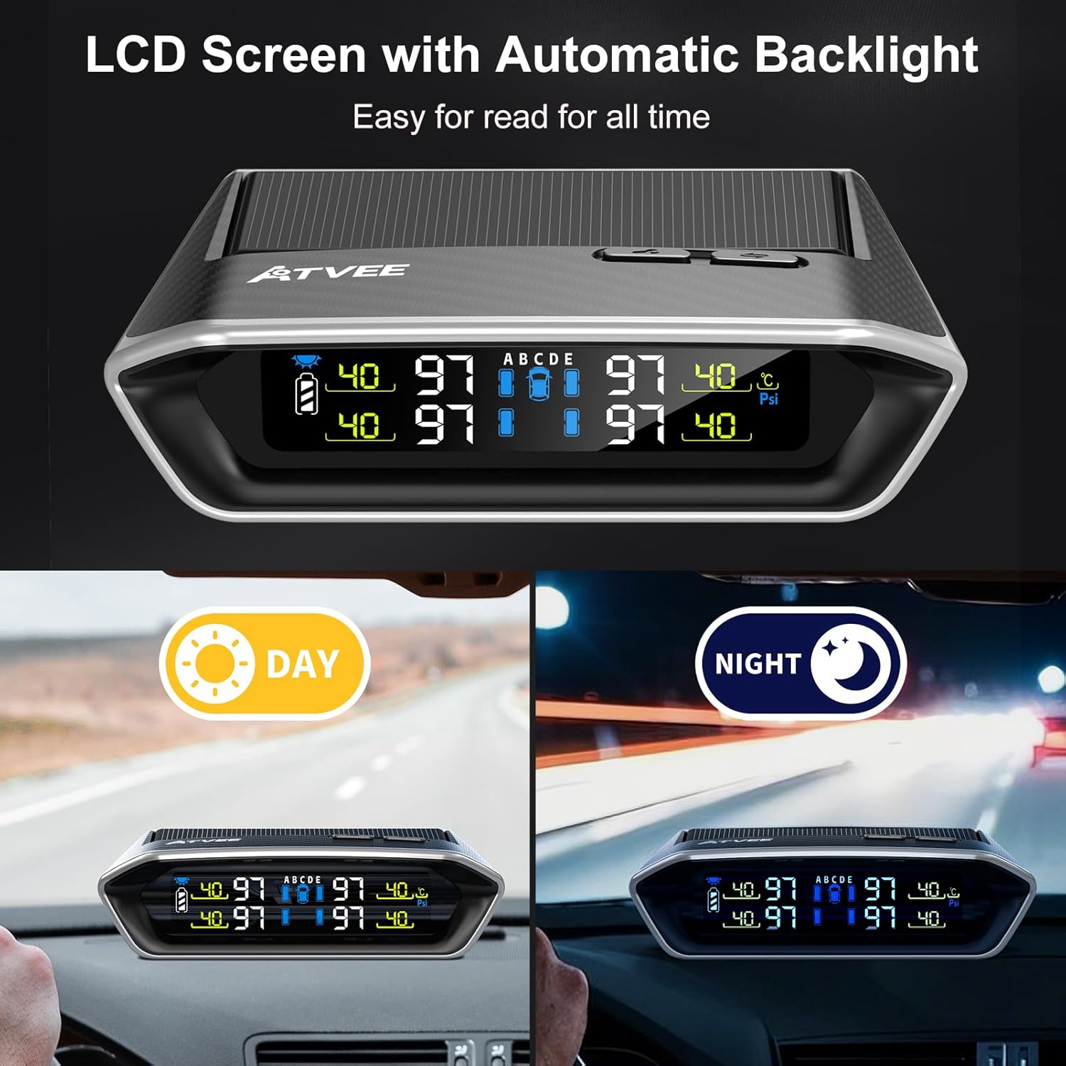 RV Tire Pressure Monitoring System, TPMS with 6 Sensors for RV, Trailer, Truck & Camper, 0–115 PSI Trailer TPMS with Solar & USB Charging and 5 Alarm Modes, Color LCD Display