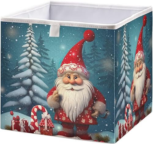 Miniatura 1 de Emelivor Christmas Santa Tree Gift Cube Storage Bin Fabric Storage Cubes Foldable Storage Box Large Closet Organizers Baskets Containers for Shelves