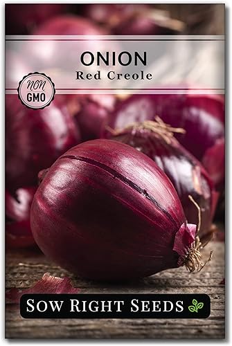 Sow Right Seeds - Semilla de cebolla criolla roja para plantar - Paquete de reliquia sin OMG con instrucciones para plantar un huerto casero