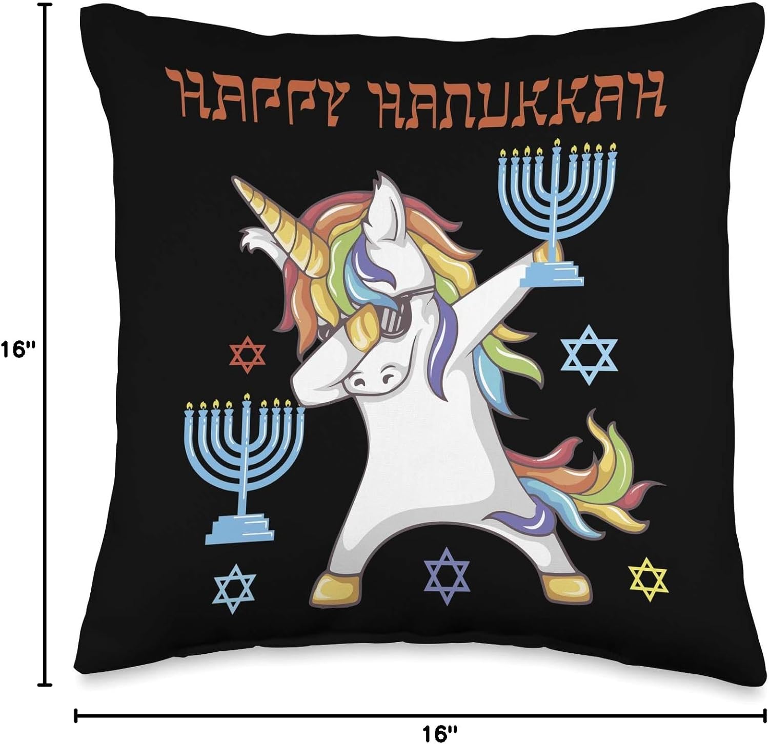 Jewnicorn Jewish Unicorn Dabbing Hanukkah Menorah Costume Throw Pillow