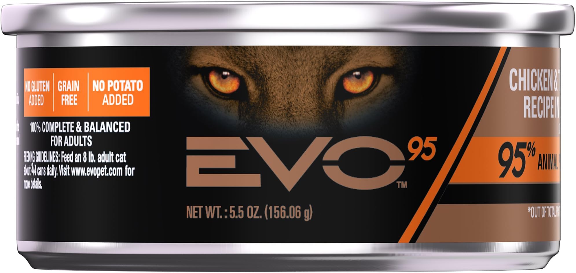 Evo Wet Cat 10143887 Grain Free Chicken And Turkey Recipe In Gravy Canned Cat Food (24 Pack), 8.25 Lb