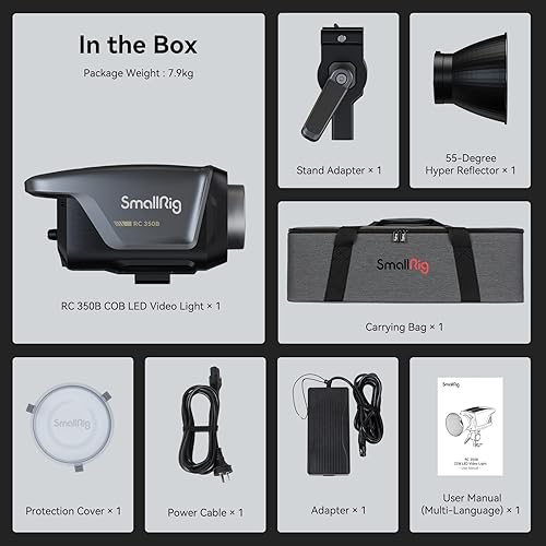 Miniatura 8 de SmallRig Luz de video LED COB bicolor RC 350B 350W 115000Lux 33ft CRI 95 TLCI 96 2700K-6500K iluminación de estudio de cámara con montaje Bowens