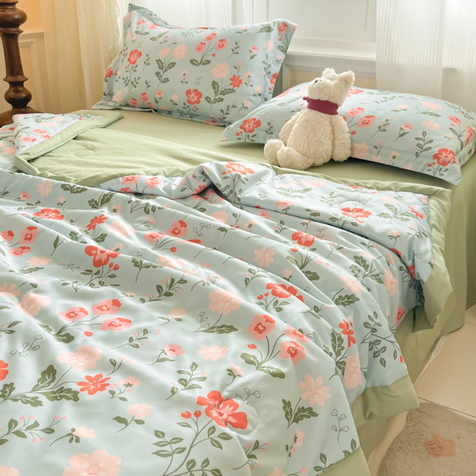 Odot Edredón Sin Funda 2.5 TOG Single A King (Plantas,200x230cm) | Relleno Nórdico Verano Edredón Ligero y Transpirable Lavable a Máquina y Secado Rápido para las Noches Cálidas de Verano
