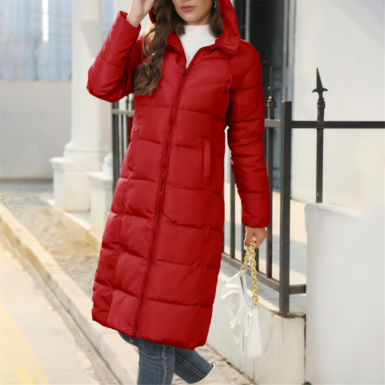 Giacca calda da donna, piumino pieghevole con cappuccio, per donna, cappotto invernale leggero, cappotti da donna, invernali, lunghi e invernali, da donna, con cappuccio