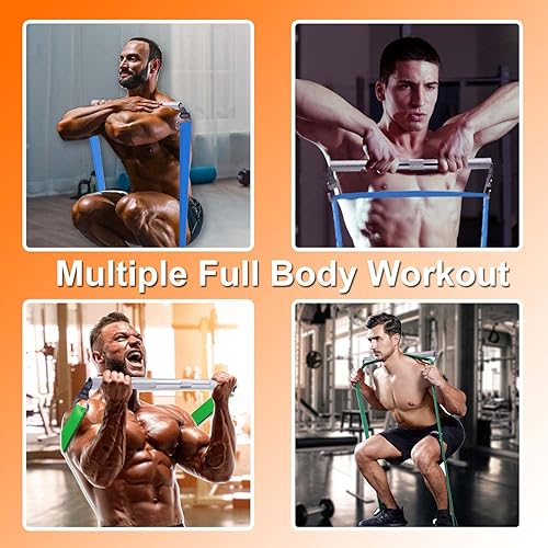 Miniatura 10 de J Bryant Barra de ejercicios con banda de resistencia para fitness, gancho grande, barra resistente