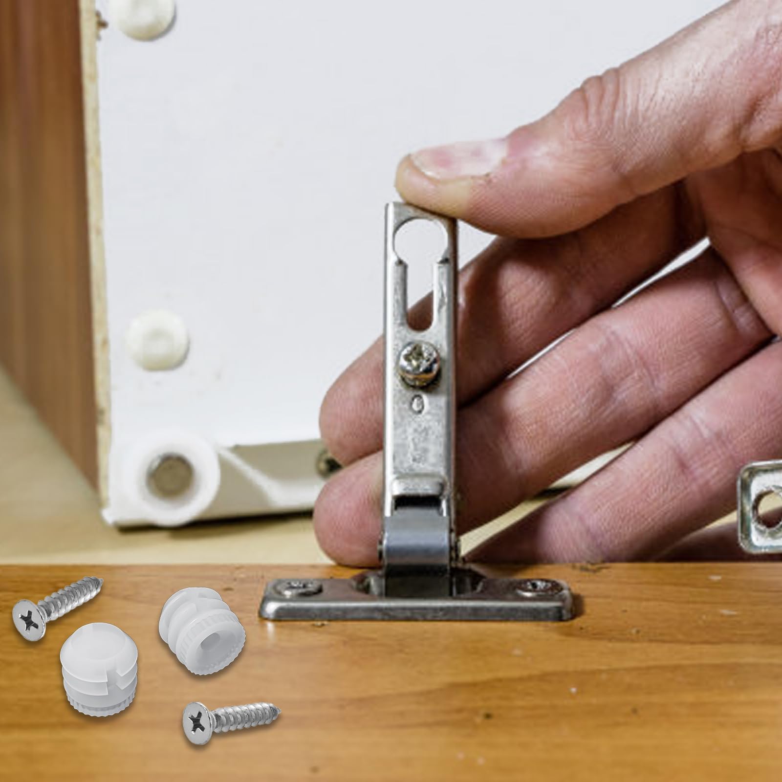 100 pezzi Boccole distanziali 10 mm, inserti per cerniere in plastica con viti, inserti di espansione per cerniere di armadi, riparazione di mobili e cerniere per porte