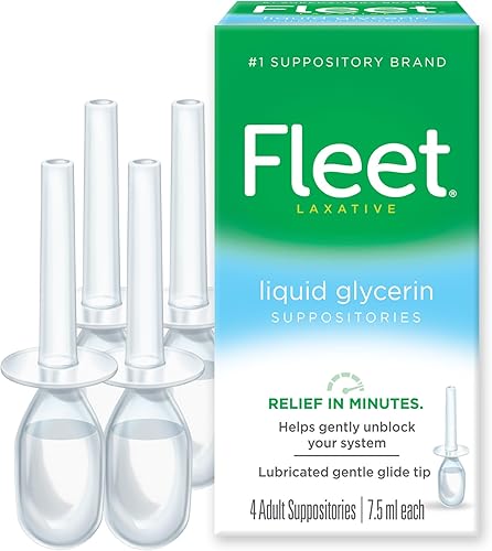 Fleet Laxantes, supositorios líquidos de glicerina para alivio del estreñimiento en adultos, botellas de 0.3 fl oz, 4 unidades