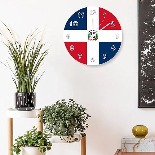 Miniatura 4 de Reloj de pared de República Dominicana Reloj de pared con bandera de República Dominicana para dormitorio, sala de estar, hogar, oficina, escuela