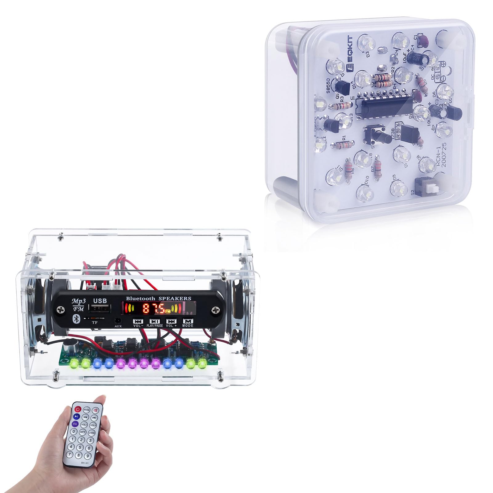 MiOYOOW LED Night Lamp DIY Kit and DIY Ḅḷueṭooṭḥ Speaker Kit with FṂ Radio Function, DIY Electronic Soldering Practice Kit for College High School Education