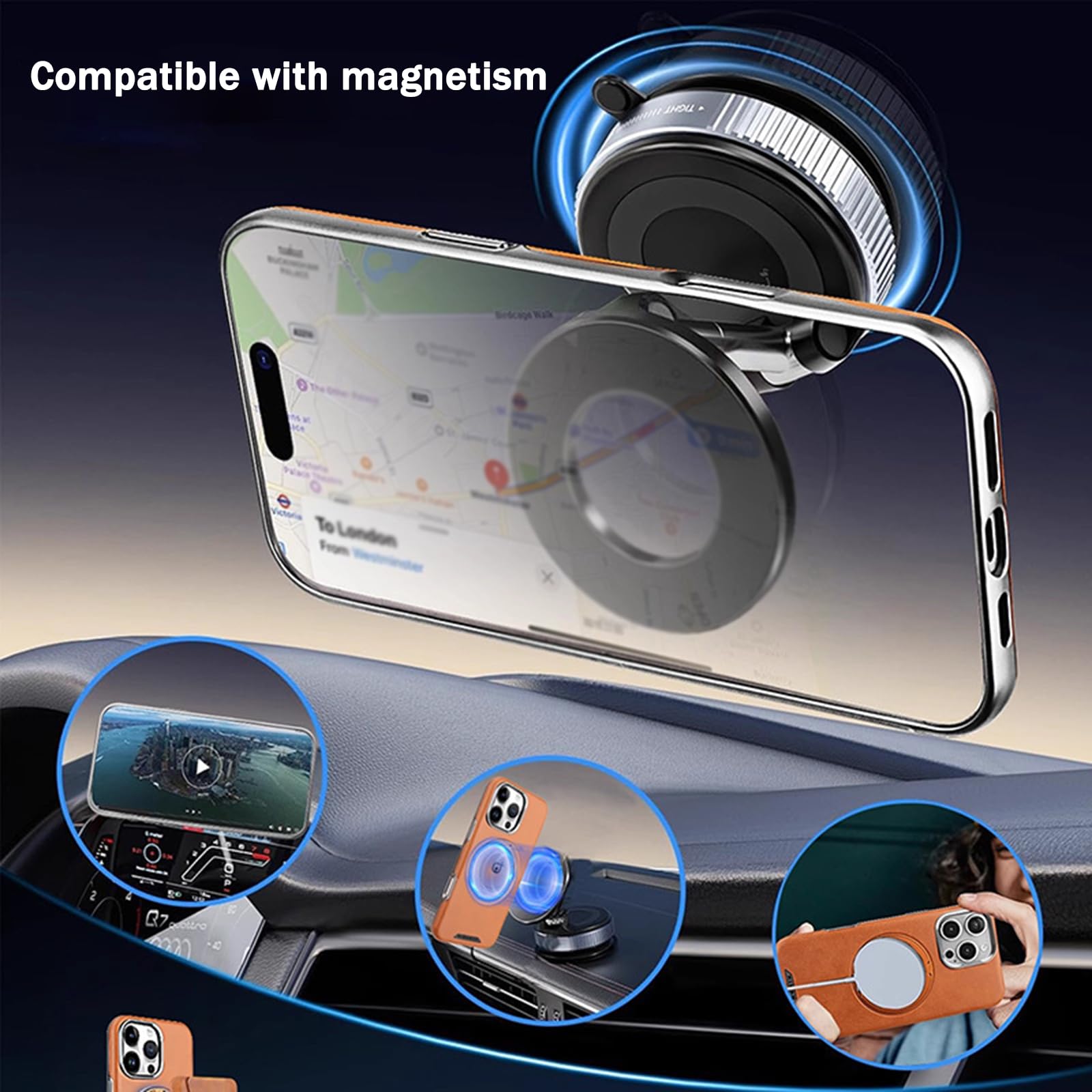 Orange,16 Pro, Handyhülle Leder Für iPhone 16 Pro Max/16 Pro/16 Plus/16, Magnetisch Ring Ständer Drahtloses Aufladen Hülle Anti-Fingerabdruck