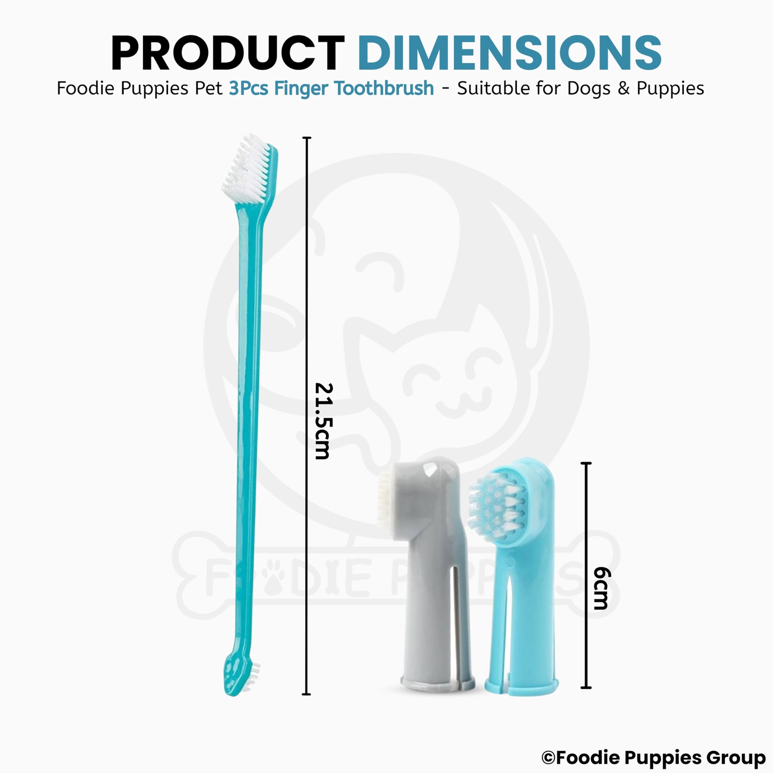 Foodie Puppies Dog Dental Toothbrush Set of 2 with 1 Double Headed Brush, Finger Toothbrush All Breed Cats, Dogs, and Puppies (Color May Vary)