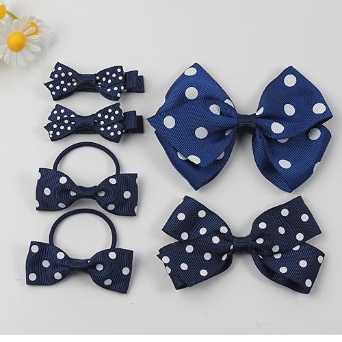 Miniatura 5 de Pinzas para el pelo para bebé niña, pasadores y pasadores de lazo de lunares (B0-negro)