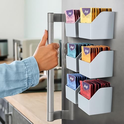 Mona - Organizador de té magnético - Organizador de té y almacenamiento con 6 soportes individuales para té para refrigerador, mostrador o estante.