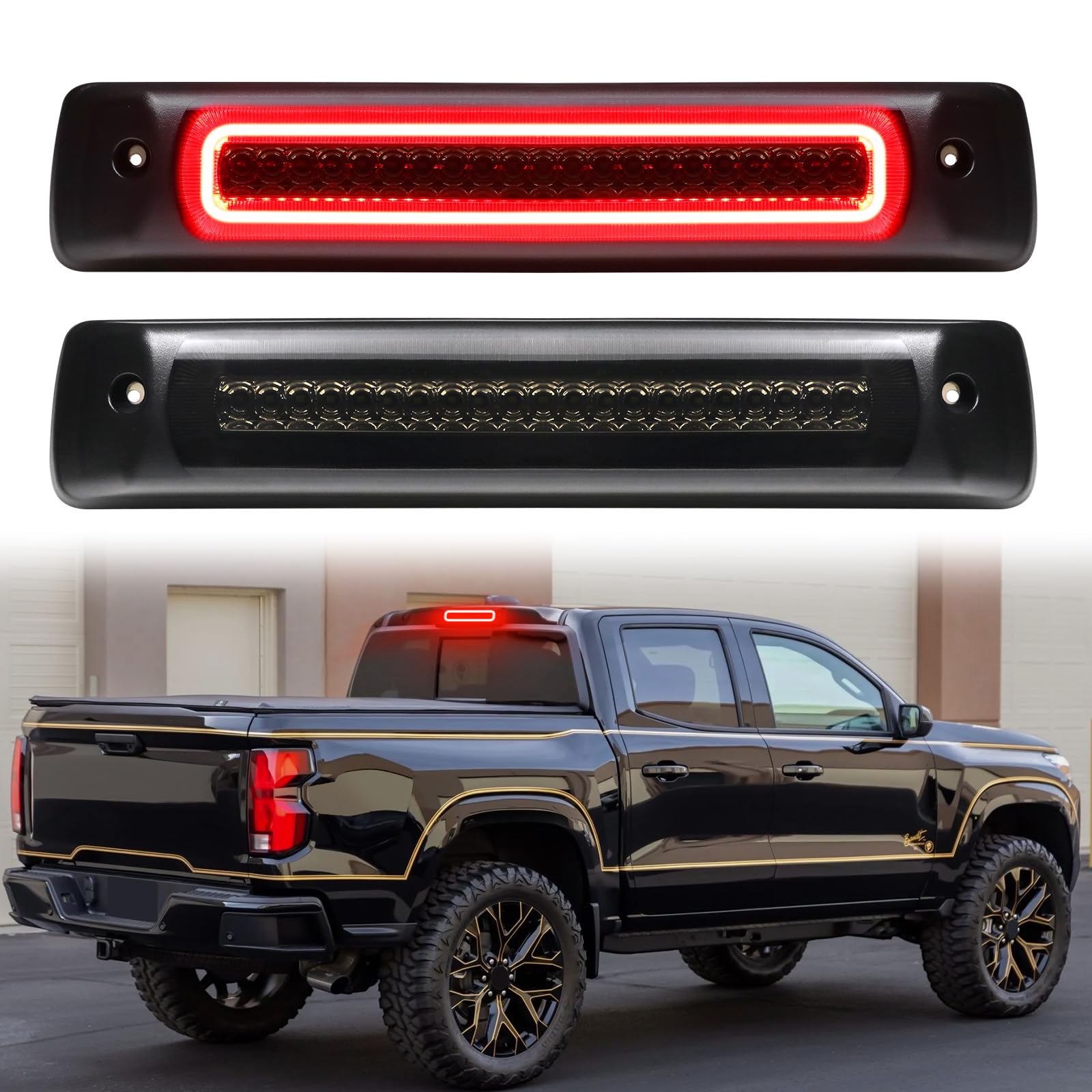 LED Third Brake Light Compatible With 2015-2026 Colorado/Canyon, 2012-UP S10 High Mount 3rd Brake Cargo Light Smoke Lens