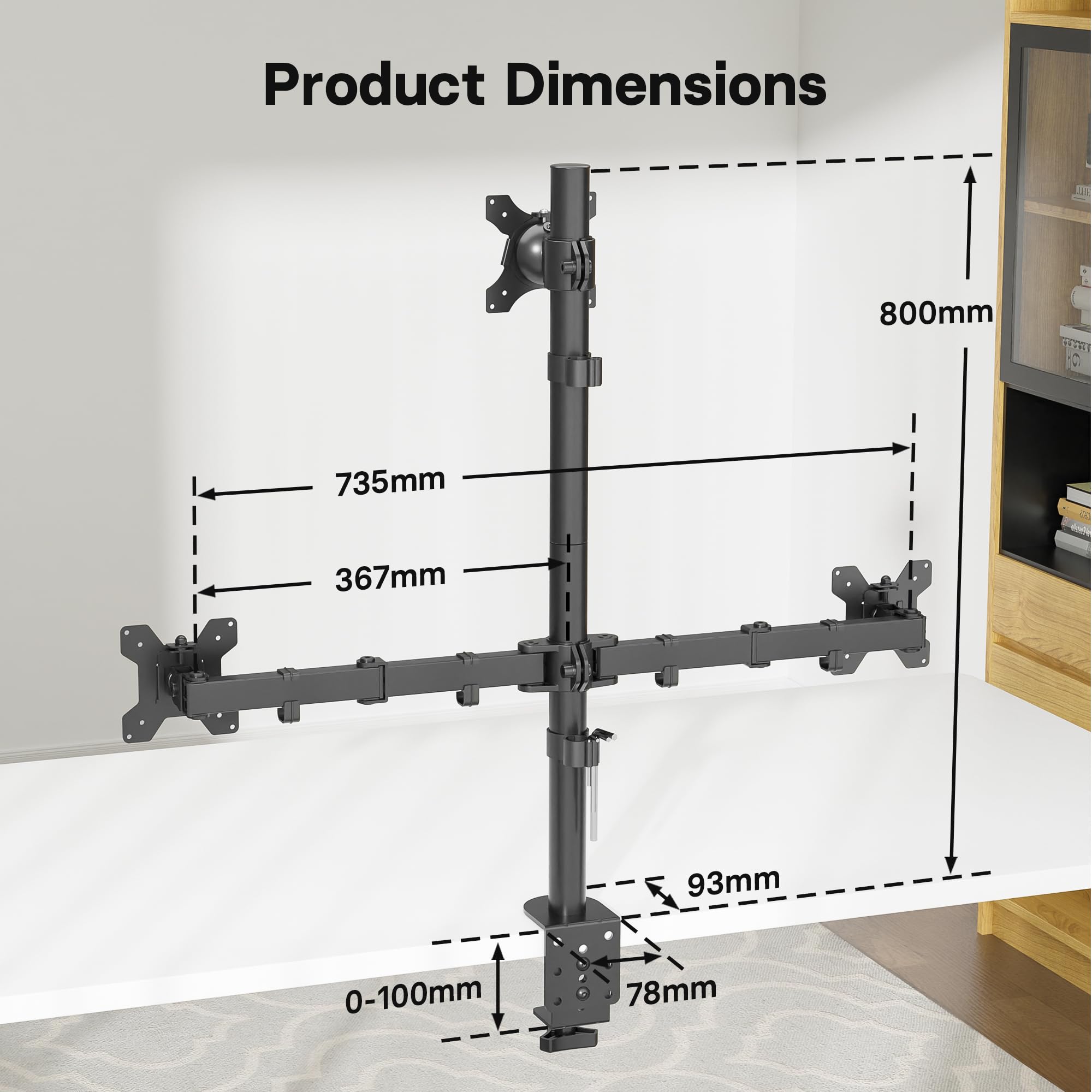 BONTEC Support Écran PC Triple 32 Pouces 27 Pouces Bras Réglable 10kg