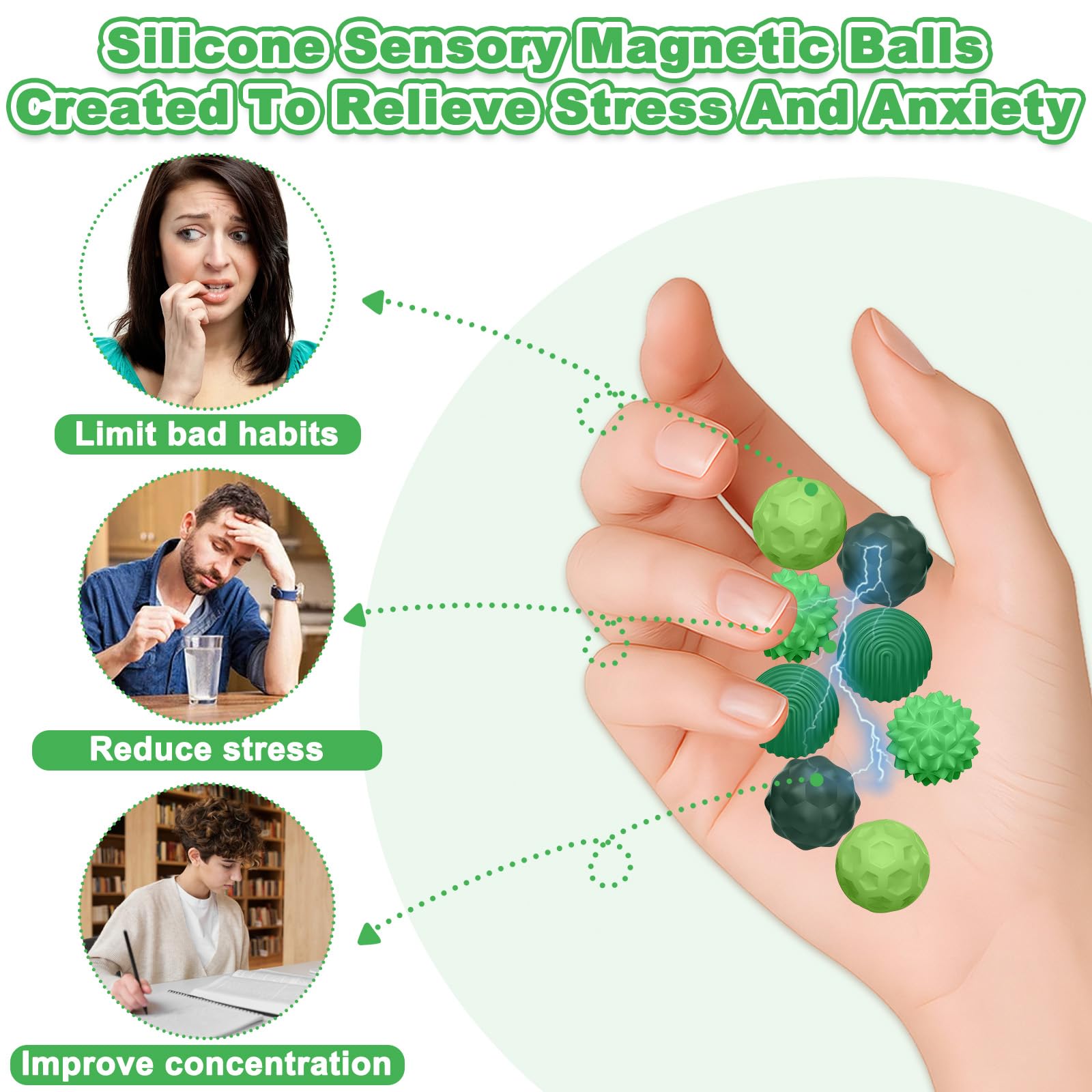 8 Pcs Magnetic Balls Fidget Toys with Silicone Shell, Stress Relief Sensory Roller Toy for Adults & Teens - Image 2
