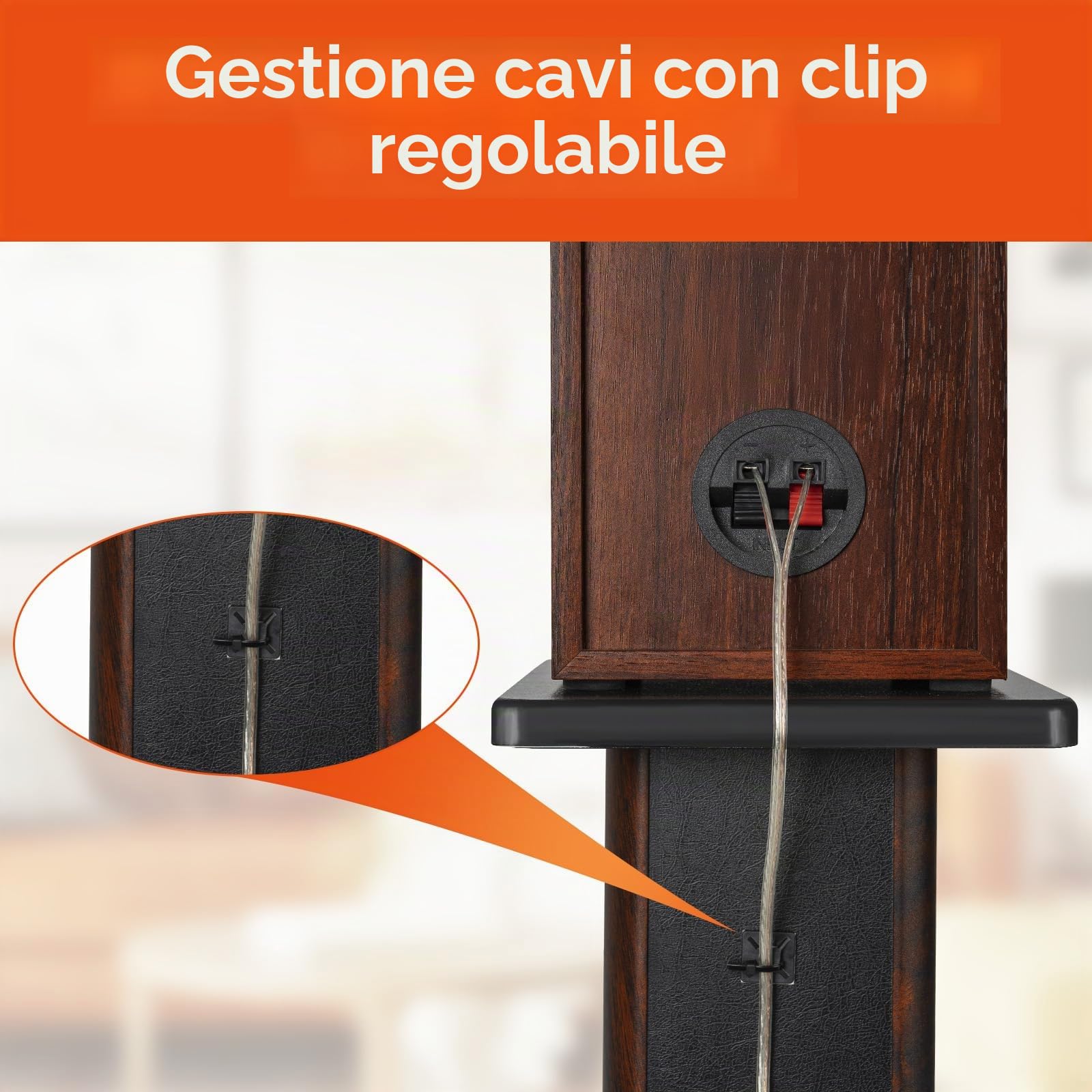 OUUTMEE Supporti per altoparlanti in legno da 40 cm (16 pollici) – Robusti supporti per altoparlanti HiFi per home cinema, Supporto universale per altoparlanti da pavimento con design riempibile di