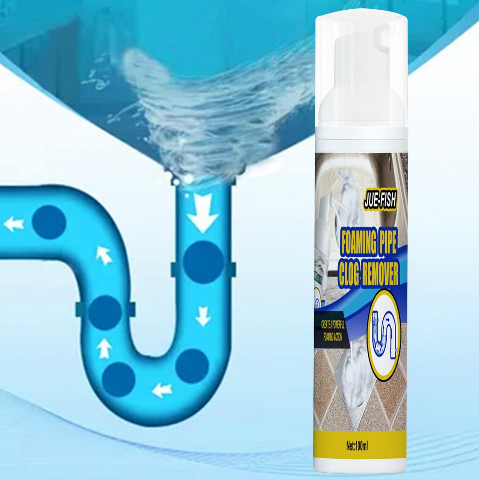Drain Foamer, Drain Cleaning Foam Powerful Sink And Drain Cleaner, All Pipes Hair Cleaner Super Clog Remover For Kitchen Toilet Pipe Dredging Works On Main Lines, Sinks, Tubs, Toilets, Kitchen