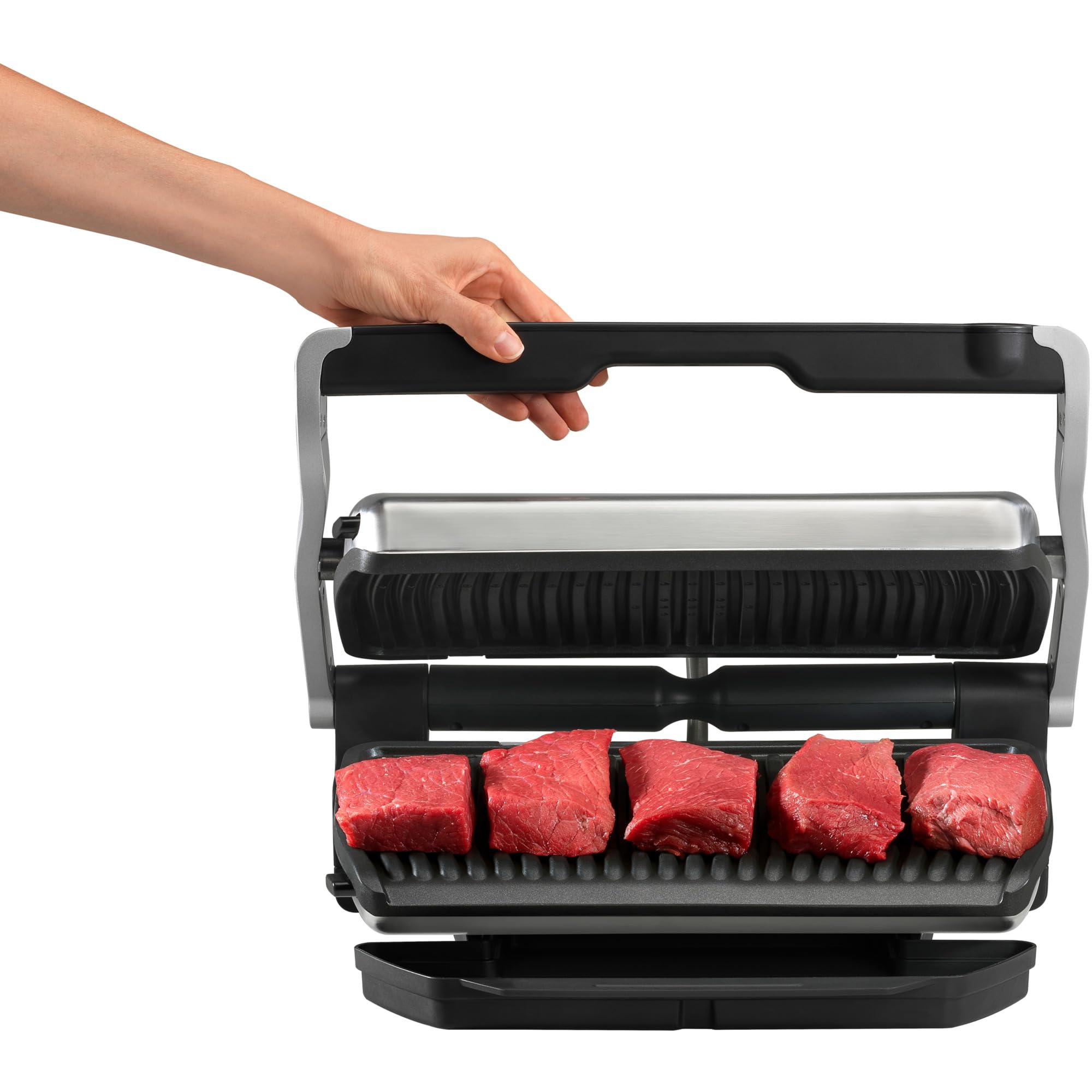 Tefal OptiGrill+ XL | Barbacoa de contacto con ajuste automático de temperatura | 9 programas automáticos | superficie de parrilla XL | Incluye bandeja para hornear | GC724D12