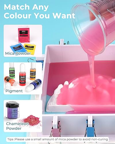 Miniatura 4 de Nicpro Kit de fabricación de moldes de silicona de 170 onzas, goma de silicona líquida platino 15A, relación de mezcla de moldes de silicona
